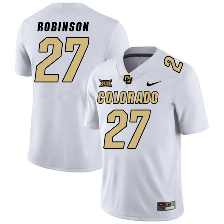 Colorado Buffaloes #27 Nahmier Robinson Big 12 Conference College Football Jerseys Stitched Sale-White